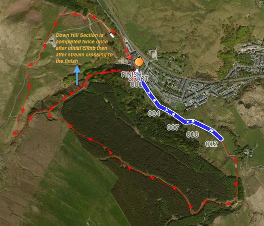 OVERHEAD MAP OF COCK HILL FELL RACE 